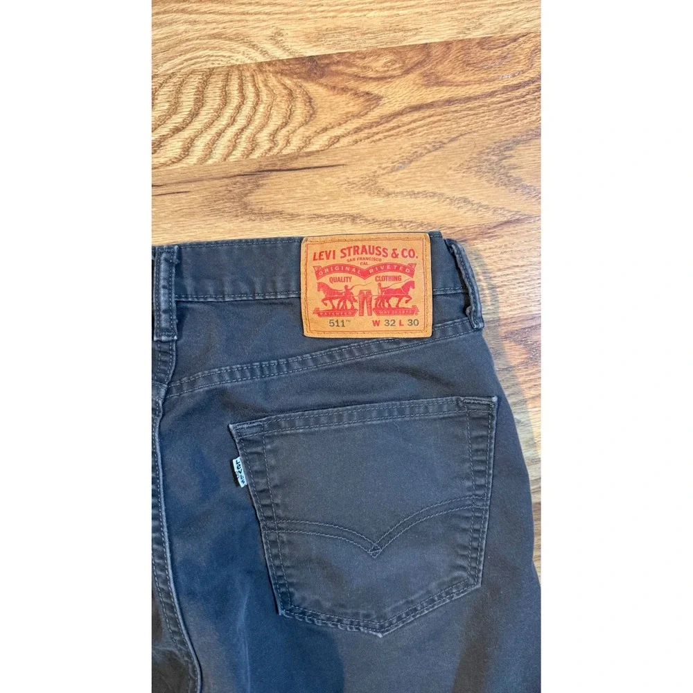 Levis 511 Slim Fit Pants Mens 32x30 Charcoal Gray Chino Jeans 5 Pocket Casual